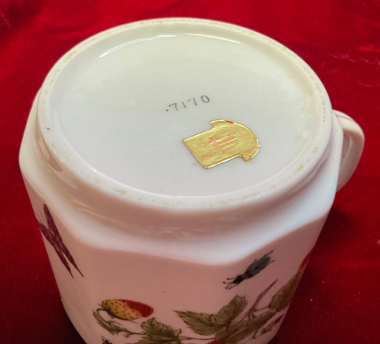 Ardalt Lenwile China Hand Painted Strawberry & Butterfly Tea/Coffee Cup