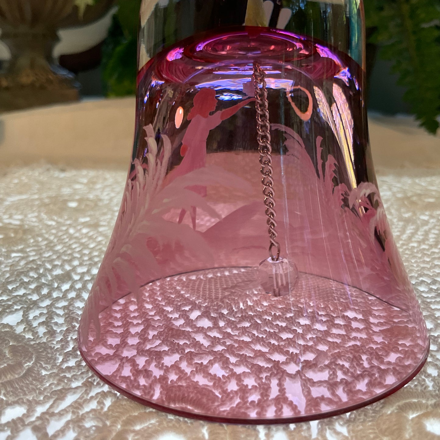 Bohemian Cranberry Crystal Bell