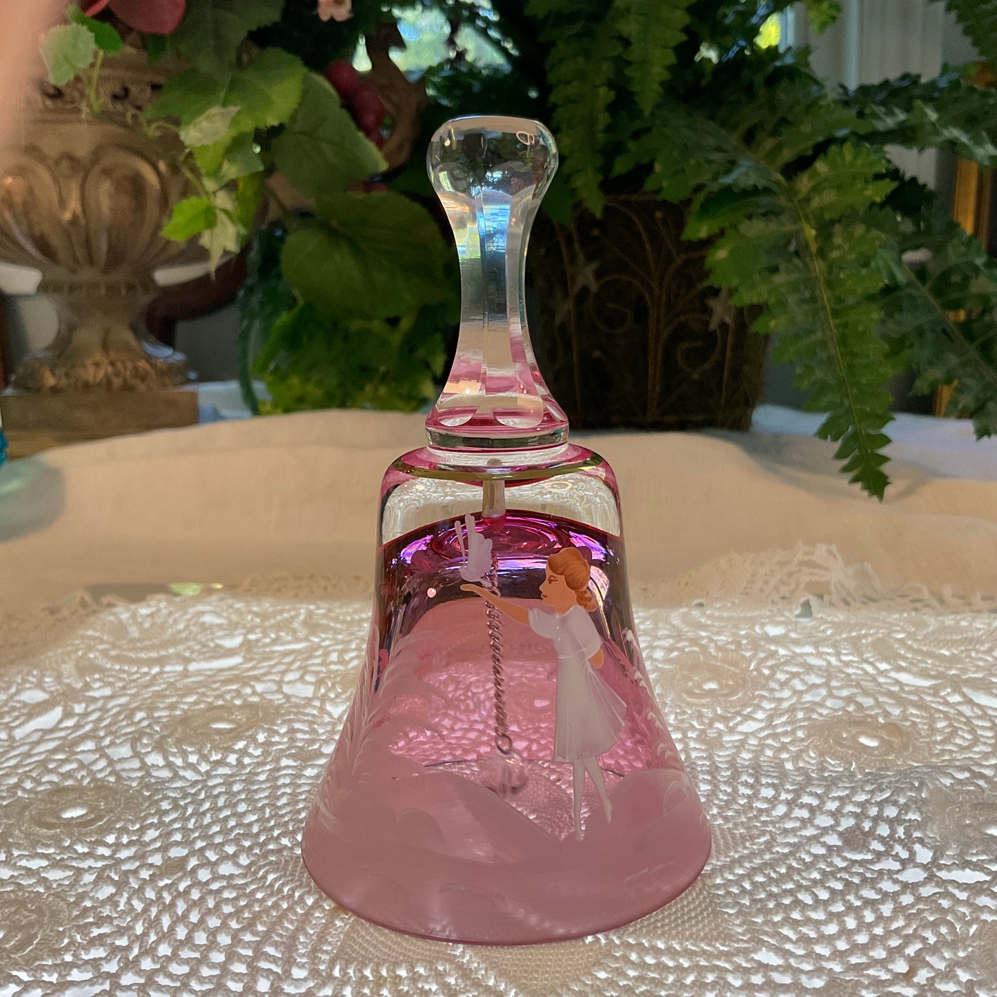 Bohemian Cranberry Crystal Bell