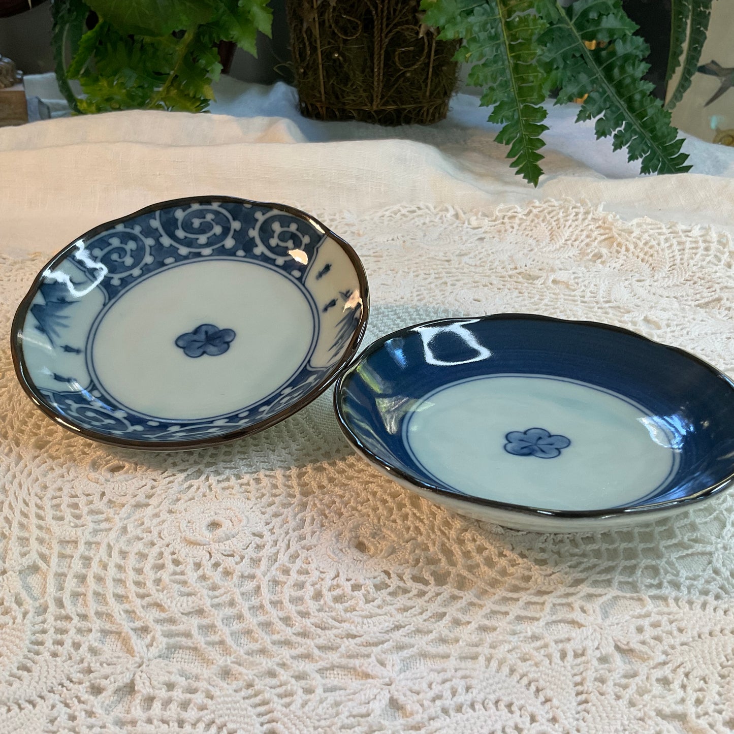 Japanese Blue and White 4" Plates, Set of 2 - Made In Japan