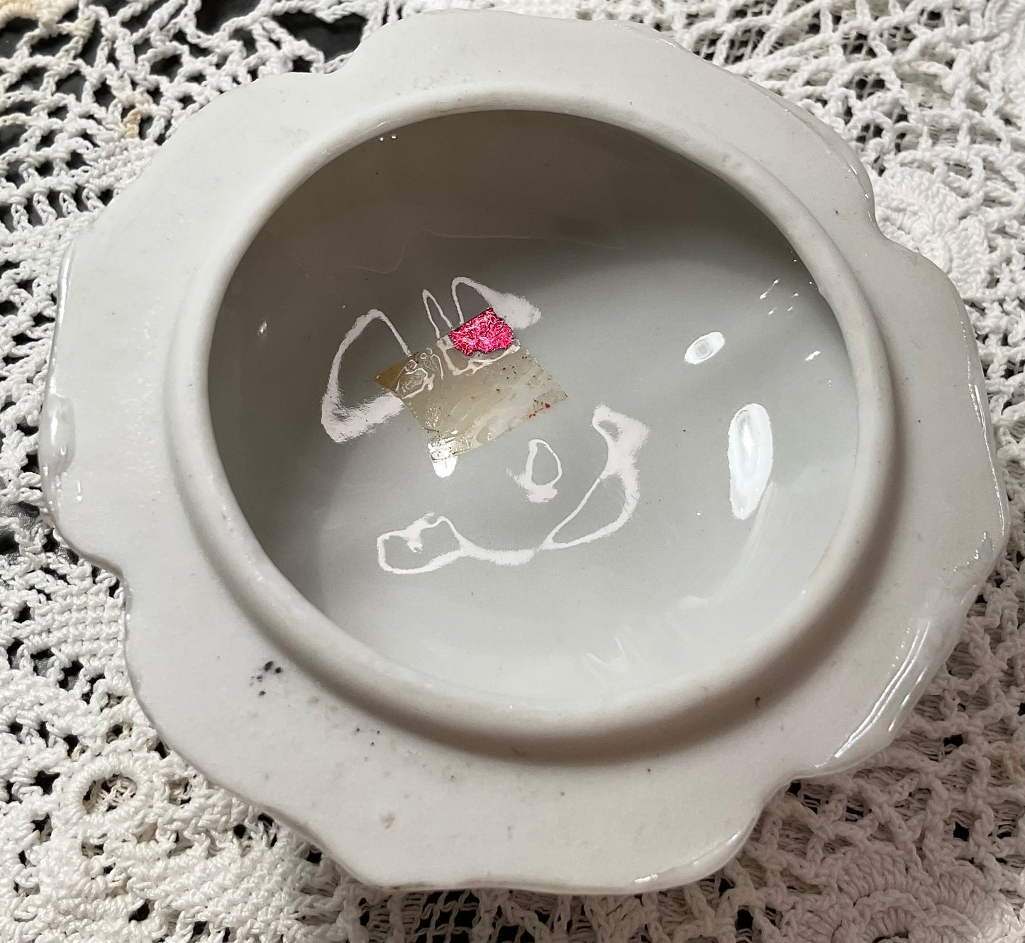 Trinket Dish with Pink Rose and Iridescent Finish