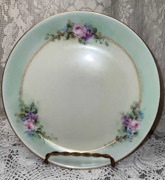 Hand Painted Porcelain Floral Dessert Plate