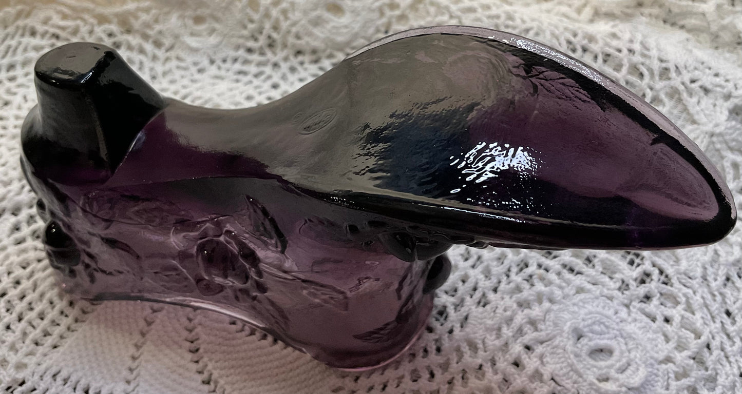 Vintage Fenton Amethyst Shoe Cabbage Rose