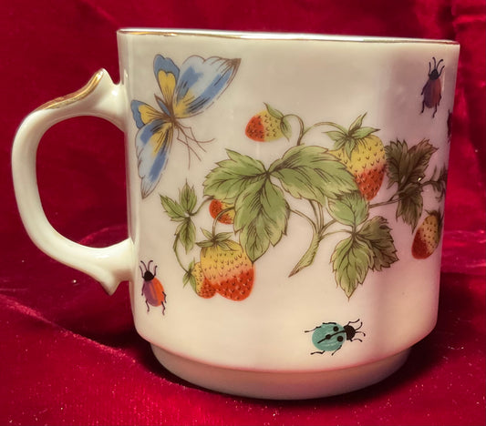 Ardalt Lenwile China Hand Painted Strawberry & Butterfly Tea/Coffee Cup