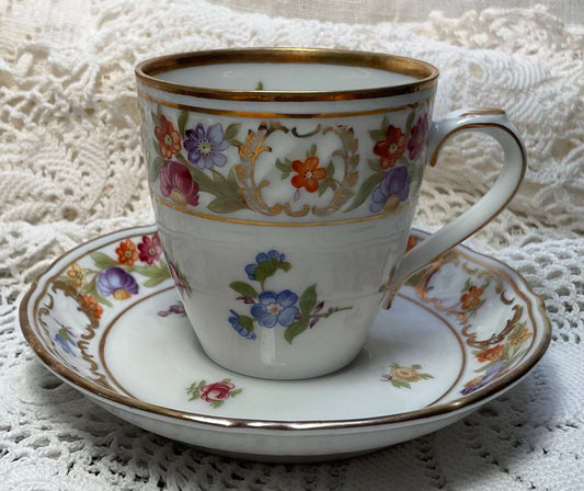 "Empress Dresden Flowers" Demitasse Cup & Saucer by Schumann