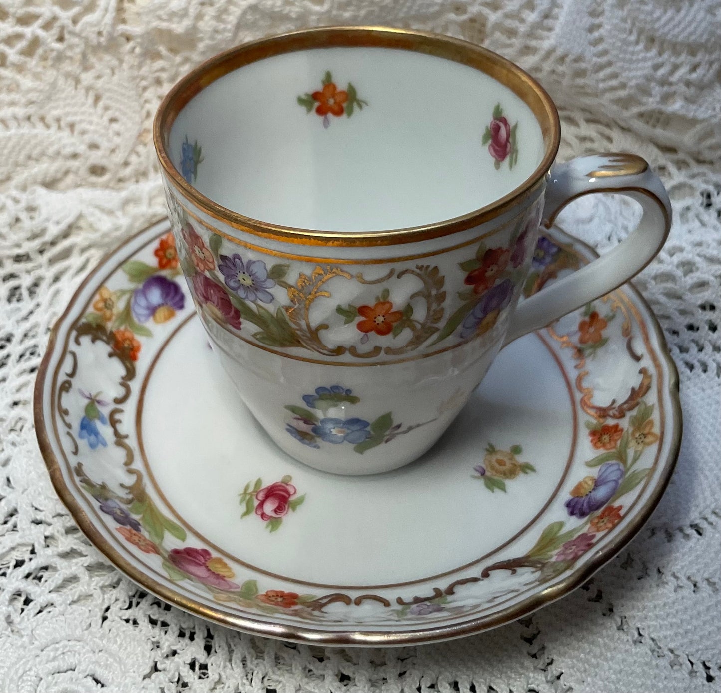 "Empress Dresden Flowers" Demitasse Cup & Saucer by Schumann