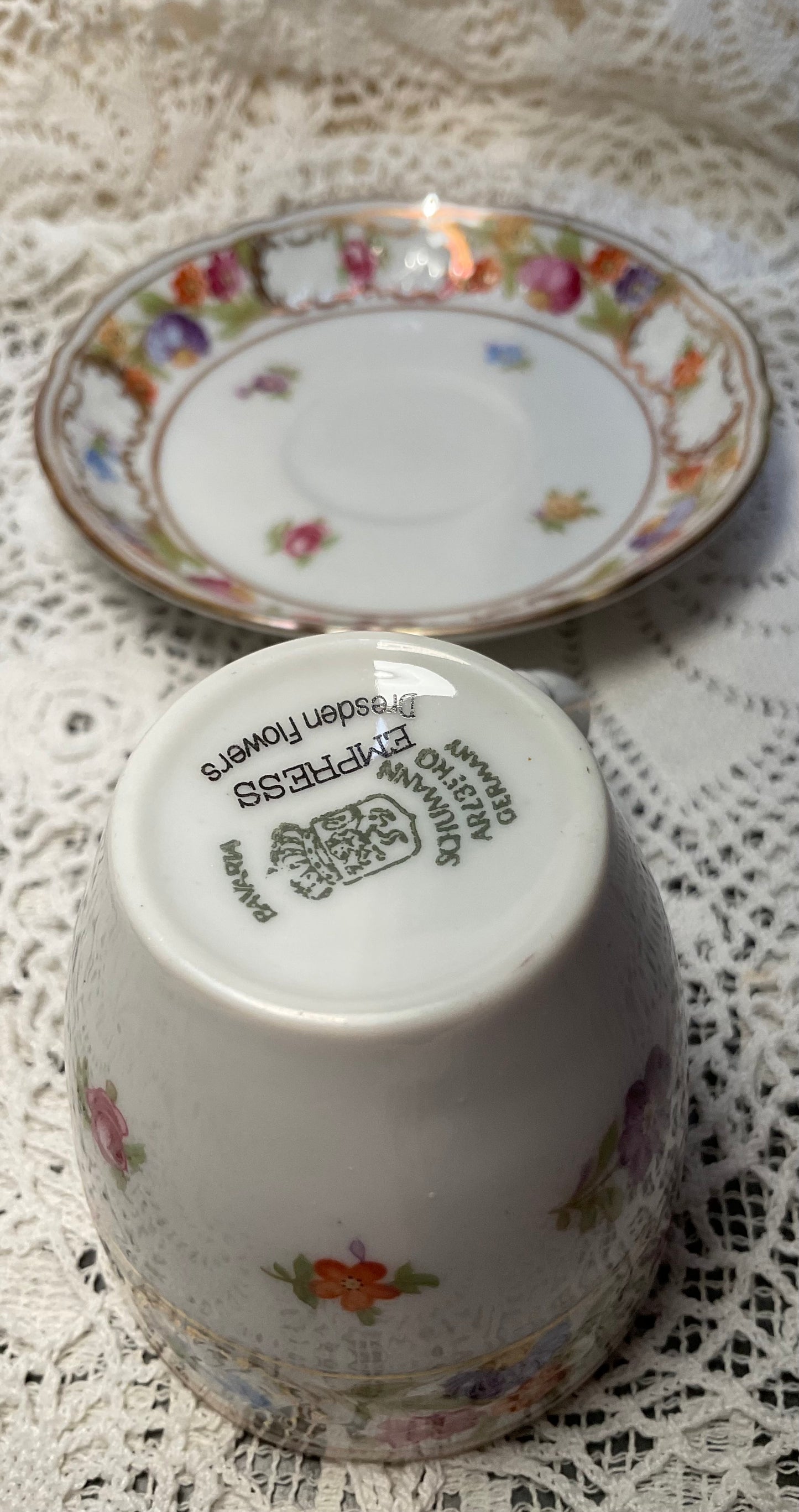 "Empress Dresden Flowers" Demitasse Cup & Saucer by Schumann