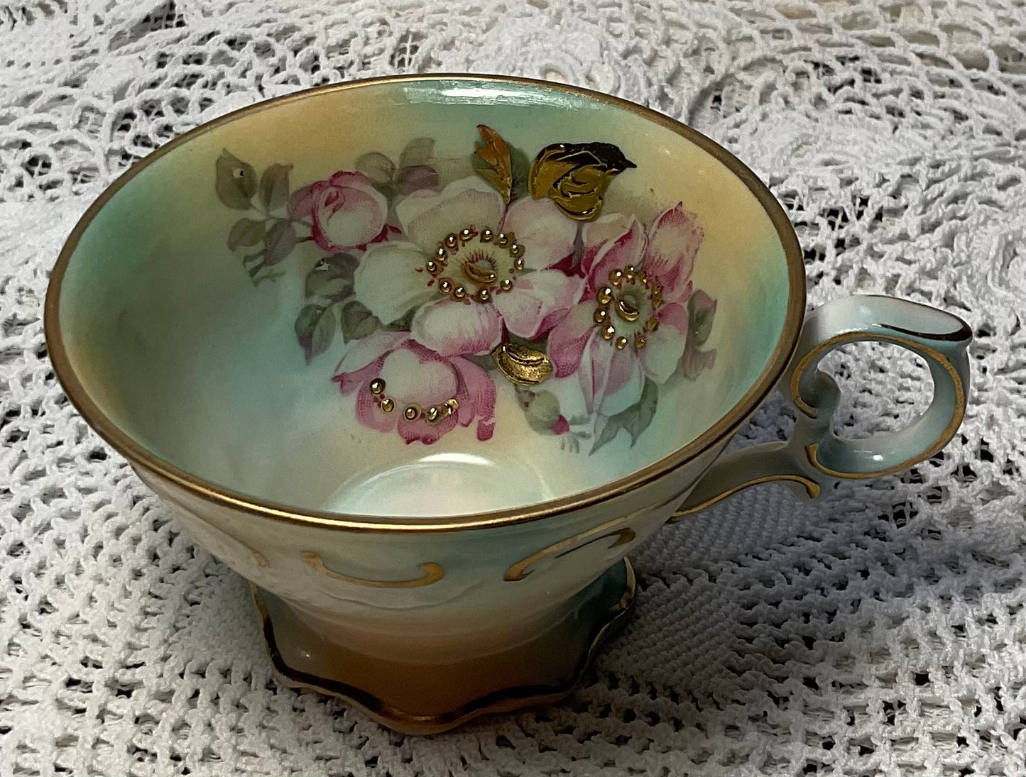 1940s Hand-painted Footed Demitasse Cup by CICO China Germany