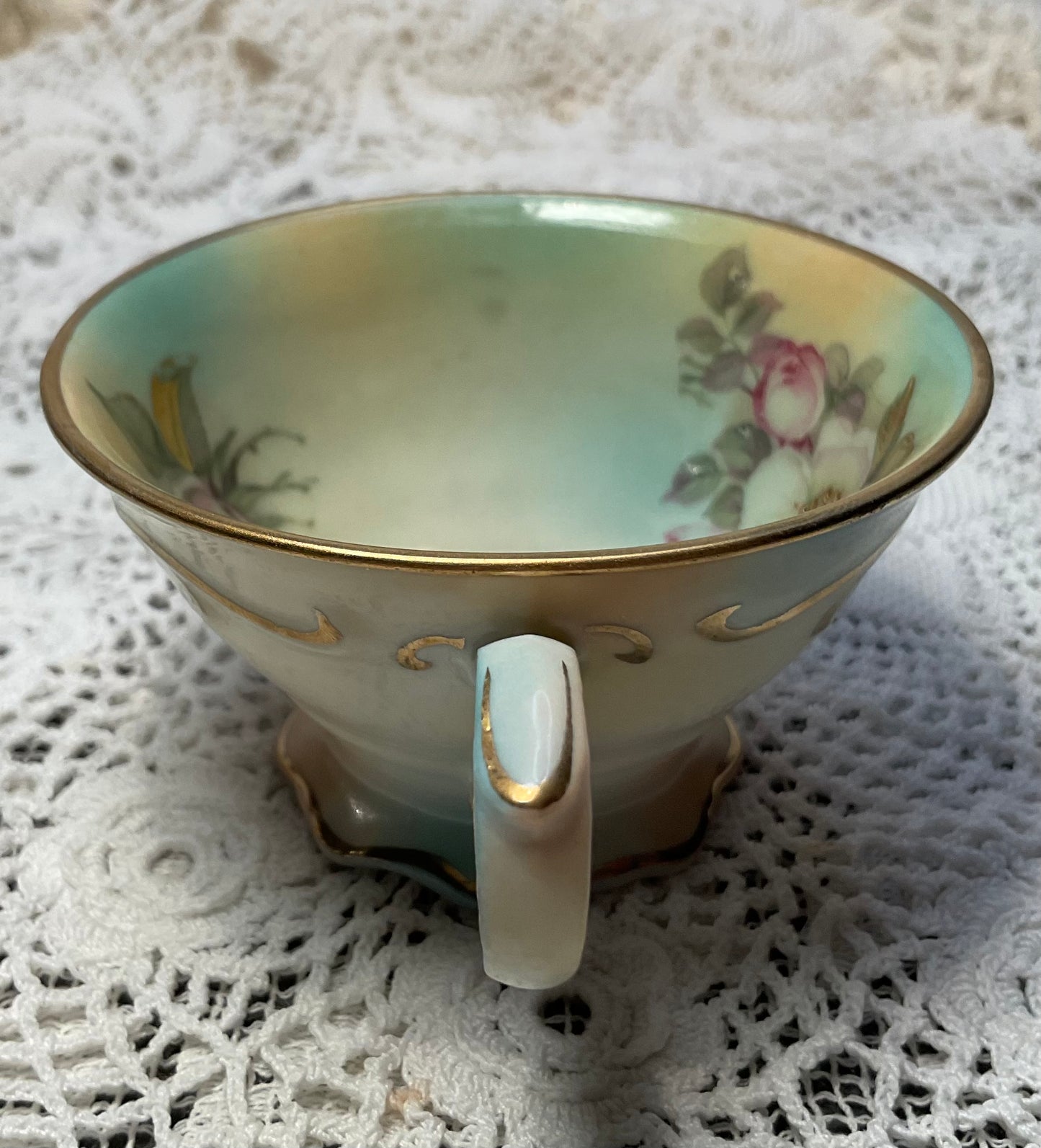 1940s Hand-painted Footed Demitasse Cup by CICO China Germany